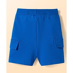 Babyhug Single Jersey Knit Half Sleeves Striped T-Shirt & Shorts Set with Tee & Jungle Theme Print - Blue