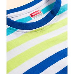 Babyhug Single Jersey Knit Half Sleeves Striped T-Shirt & Shorts Set with Tee & Jungle Theme Print - Blue