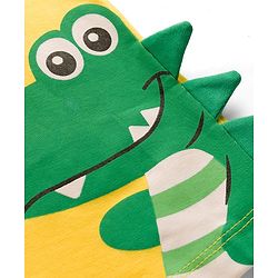 Babyhug 100% Cotton Knit Half Sleeves & Sleeveless Striped Crocodile Printed T-Shirt & Shorts Set - Multicolour & Green