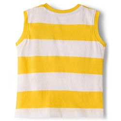Babyhug 100% Cotton Knit Half Sleeves & Sleeveless Striped Crocodile Printed T-Shirt & Shorts Set - Multicolour & Green