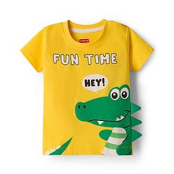 Babyhug 100% Cotton Knit Half Sleeves & Sleeveless Striped Crocodile Printed T-Shirt & Shorts Set - Multicolour & Green
