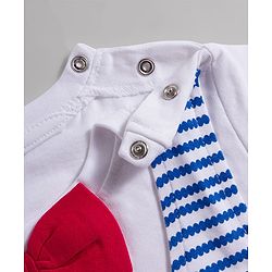 Babyhug Single Jersey Knit Half Sleeves Striped T-Shirt & Shorts Set with Bow Applique - Blue