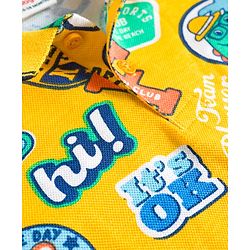 Babyhug Single Jersey Knit Half Sleeves Polo T-Shirt & Shorts Set with Text Print - Blue