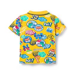 Babyhug Single Jersey Knit Half Sleeves Polo T-Shirt & Shorts Set with Text Print - Blue