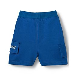 Babyhug Single Jersey Knit Half Sleeves Polo T-Shirt & Shorts Set with Text Print - Blue