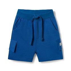 Babyhug Single Jersey Knit Half Sleeves Polo T-Shirt & Shorts Set with Text Print - Blue