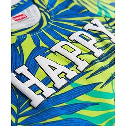 Babyhug Single Jersey Knit Half Sleeves T-Shirt & Shorts Set with Happy Print - Blue