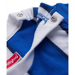 Babyhug 100% Cotton Knit Half Sleeves Striped T-Shirt & Shorts Set - Blue & White