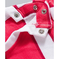 Babyhug Single Jersey Knit Half Sleeves Striped T-Shirt & Shorts Set - Red & White
