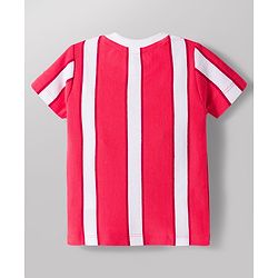 Babyhug Single Jersey Knit Half Sleeves Striped T-Shirt & Shorts Set - Red & White