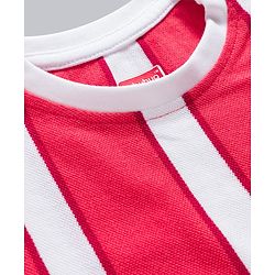 Babyhug Single Jersey Knit Half Sleeves Striped T-Shirt & Shorts Set - Red & White