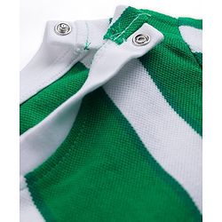 Babyhug 100% Cotton Knit Half Sleeves Striped T-Shirt & Shorts Set - Green