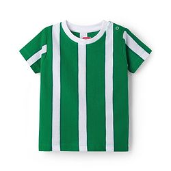 Babyhug 100% Cotton Knit Half Sleeves Striped T-Shirt & Shorts Set - Green