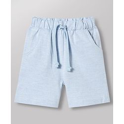 Babyhug Single Jersey Knit Half Sleeves Striped T-Shirt & Shorts Set - Light Blue