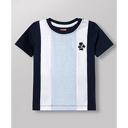 Babyhug Single Jersey Knit Half Sleeves Striped T-Shirt & Shorts Set - Light Blue