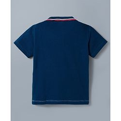 Babyhug Single Jersey Knit Half Sleeves Cut & Sew Polo T-Shirt & Shorts Set - Blue & Red