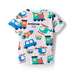 Babyhug 100% Cotton Knit Half Sleeves Vehicles Printed T-Shirt & Shorts Set - Multicolour