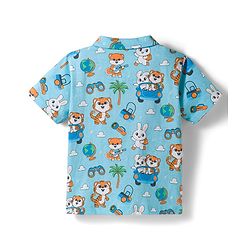 Babyhug Single Jersey Knit Half Sleeves Shirt & Shorts Set With Tiger Print & Bow Applique - Multicolor