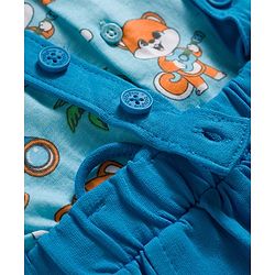 Babyhug Single Jersey Knit Half Sleeves Shirt & Shorts Set With Tiger Print & Bow Applique - Multicolor