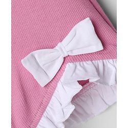 Babyhug Lycra Knit Full Length Solid Leggings With Bow Applique - Pink
