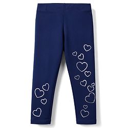 Babyhug Lycra Knit Full Length Hearts Foil Printed Leggings - Navy Blue
