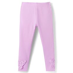 Babyhug Lycra Knit Full Length Leggings With Butterfly Applique - Pink
