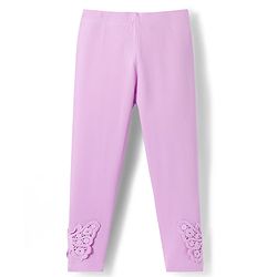 Babyhug Lycra Knit Full Length Leggings With Butterfly Applique - Pink