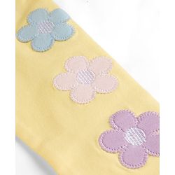 Babyhug Lycra Knit Full Length Leggings With Floral Patch - Yellow