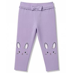 Babyhug Lycra Knit Full Length Leggings With Bunny Print - Lavender