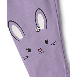 Babyhug Lycra Knit Full Length Leggings With Bunny Print - Lavender
