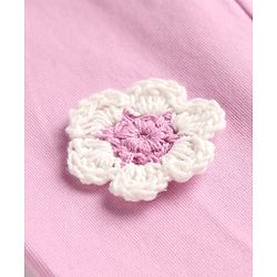Babyhug Lycra Knit Full Length Leggings With Floral Crochet - Pink