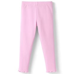 Babyhug Lycra Knit Full Length Leggings With Floral Crochet - Pink