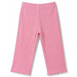 Babyhug Lycra Knit Full Length Slim Fit Rib Leggings - Pink
