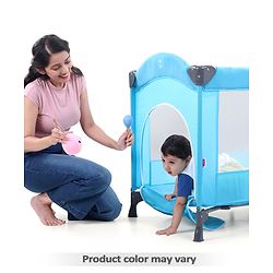 Babyhug My Space Playpen With Removable Mosquito Net - Red Navy (Assembly Video Available)