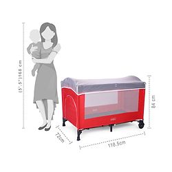 Babyhug My Space Playpen With Removable Mosquito Net - Red Navy (Assembly Video Available)
