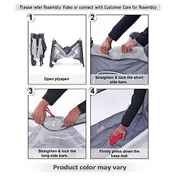 Babyhug My Space Playpen With Removable Mosquito Net - Red Navy (Assembly Video Available)
