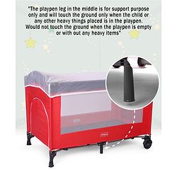 Babyhug My Space Playpen With Removable Mosquito Net - Red Navy (Assembly Video Available)