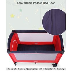 Babyhug My Space Playpen With Removable Mosquito Net - Red Navy (Assembly Video Available)