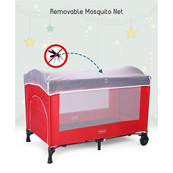 Babyhug My Space Playpen With Removable Mosquito Net - Red Navy (Assembly Video Available)