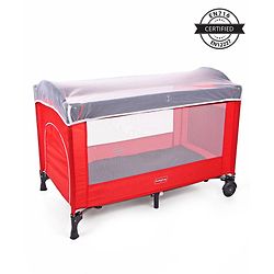Babyhug My Space Playpen With Removable Mosquito Net - Red Navy (Assembly Video Available)