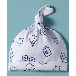 Babyhug 100% Cotton Knit Caps with Star Print Pack of 2 Red & White - Diameter 30 cm