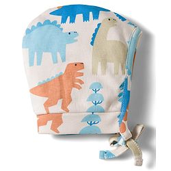 Babyhug 100% Cotton Knit Caps with Dino Print & Stripes Pack of 2 Multicolor - Diameter 22 cm