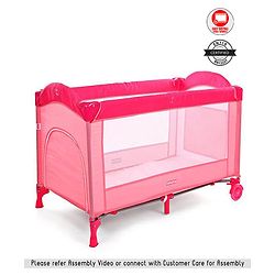 Babyhug My Space Playpen With Removable Mosquito Net - Pink (Assembly Video Available)
