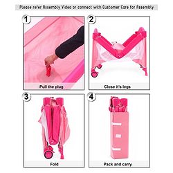 Babyhug My Space Playpen With Removable Mosquito Net - Pink (Assembly Video Available)