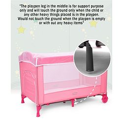 Babyhug My Space Playpen With Removable Mosquito Net - Pink (Assembly Video Available)