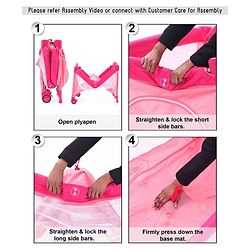 Babyhug My Space Playpen With Removable Mosquito Net - Pink (Assembly Video Available)