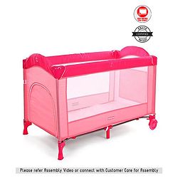 Babyhug My Space Playpen With Removable Mosquito Net - Pink (Assembly Video Available)
