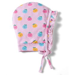 Babyhug 100% Cotton Knit Caps with Fruit Print Pack of 2 Multicolor - Diameter 18 cm
