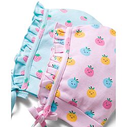 Babyhug 100% Cotton Knit Caps with Fruit Print Pack of 2 Multicolor - Diameter 18 cm