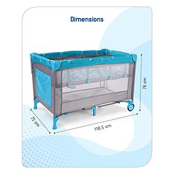 Babyhug Keep Me Close 2 in 1 Playpen Cum Baby Cot With Mosquito Net  - Blue Grey (Assembly Video Available)